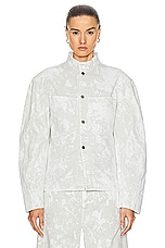 Lemaire Curved Sleeves Jacket in Denim Acid Snow Pelican, view 2, click to view large image.