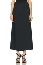Lemaire Long Wrap Skirt in Black, view 1, click to view large image.