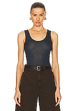Lemaire Seamless Tank Top in Storm Blue, view 1, click to view large image.