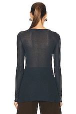 Lemaire Seamless Long Sleeve Crew Neck Top in Storm Blue, view 3, click to view large image.