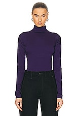 Lemaire Second Skin High Neck Top in Purple Iris, view 1, click to view large image.