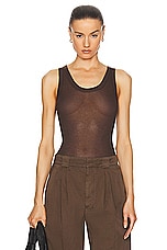 Lemaire Seamless Rib Tank Top in Dark Chocolate, view 1, click to view large image.
