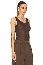 Lemaire Seamless Rib Tank Top in Dark Chocolate, view 2, click to view large image.