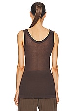 Lemaire Seamless Rib Tank Top in Dark Chocolate, view 3, click to view large image.