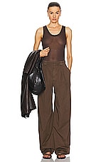 Lemaire Seamless Rib Tank Top in Dark Chocolate, view 4, click to view large image.
