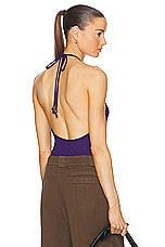 Lemaire Halter Top in Purple Iris, view 1, click to view large image.