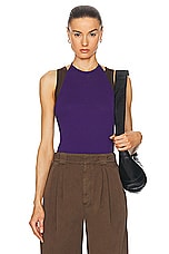 Lemaire Halter Top in Purple Iris, view 2, click to view large image.