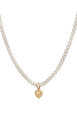 Loren Stewart Gordita Heart Necklace in 14k Gold & Sterling Silver, view 3, click to view large image.