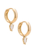 Loren Stewart Angelo Huggie Earrings in 14k Gold & Sapphire, view 1, click to view large image.