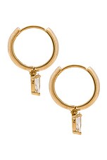 Loren Stewart Angelo Huggie Earrings in 14k Gold & Sapphire, view 2, click to view large image.