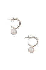 Loren Stewart Lanyard Pearl Hoop Earrings in Sterling Silver & Freshwater Pearl, view 2, click to view large image.