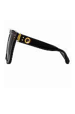 Linda Farrow Freya Sunglasses in Black, Yellow Gold & Grey, view 3, click to view large image.