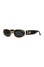 Linda Farrow Shelby Cat Eye Sunglasses in Black, view 2, click to view large image.