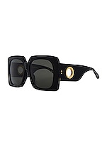 Linda Farrow Sierra Square Sunglasses in Black, view 2, click to view large image.