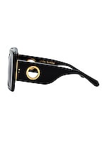 Linda Farrow Sierra Square Sunglasses in Black, view 3, click to view large image.