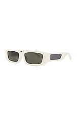 Linda Farrow Talita Sunglasses in White, view 2, click to view large image.