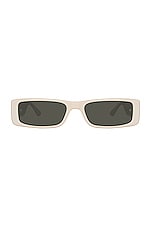 Linda Farrow Dania Sunglasses in Cream & Black, view 1, click to view large image.