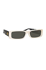 Linda Farrow Dania Sunglasses in Cream & Black, view 2, click to view large image.