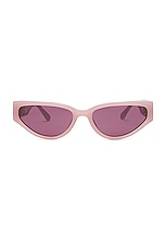 Linda Farrow Tomie Sunglasses in Lilac, Light Gold, Matte Light Gold, Purple, view 1, click to view large image.