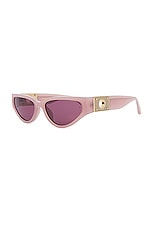 Linda Farrow Tomie Sunglasses in Lilac, Light Gold, Matte Light Gold, Purple, view 2, click to view large image.