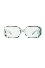 Linda Farrow Bailey Sunglasses in Peppermint, Light Gold, & Mint, view 1, click to view large image.
