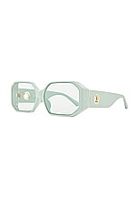 Linda Farrow Bailey Sunglasses in Peppermint, Light Gold, & Mint, view 2, click to view large image.