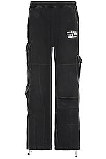 Liberal Youth Ministry Denim Cargo Pants in Black, view 1, click to view large image.