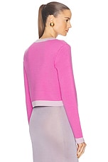 LoveShackFancy Elif Cardigan in Fuchsia Pop, view 3, click to view large image.