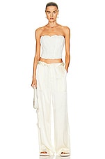 LoveShackFancy Cedric Cargo Pant in Ivory, view 4, click to view large image.