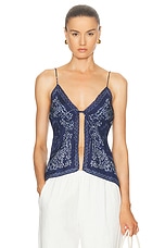 LoveShackFancy Tivelo Top in Moonlight Indigo, view 1, click to view large image.