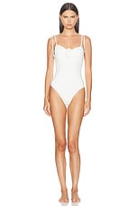 LoveShackFancy Chamomile One Piece Swimsuit in Dover White, view 1, click to view large image.