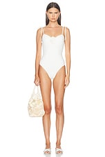 LoveShackFancy Chamomile One Piece Swimsuit in Dover White, view 4, click to view large image.