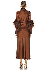 Lapointe Doubleface Satin Bias Tab Slit Ostrich Dress in Umber, view 4, click to view large image.