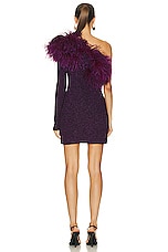 Lapointe Textured Metallic Jersey One Shoulder Ostrich Dress in Amethyst, view 4, click to view large image.