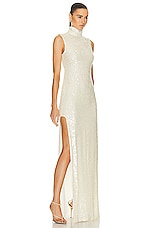Lapointe Sequin Viscose High Neck Sleeveless Gown in Cream, view 2, click to view large image.