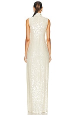 Lapointe Sequin Viscose High Neck Sleeveless Gown in Cream, view 4, click to view large image.
