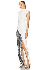 Lapointe Matte Crepe Sleeveless Draped Maxi Dress W Sequin in White, view 3, click to view large image.