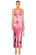 Lapointe High Shine Velvet Scoop Neck Tank Maxi Dress in Pink, view 1, click to view large image.