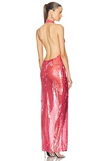 Lapointe Sheer Sequin Deep V Neck Gown in Lotus, view 3, click to view large image.