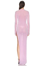 Lapointe Sheer Metallic Long Sleeve Crewneck Dress in Metallic Lotus, view 4, click to view large image.