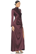 Lapointe Satin Bias Tab Slit Gown in Mulberry, view 2, click to view large image.