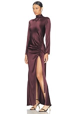 Lapointe Satin Bias Tab Slit Gown in Mulberry, view 3, click to view large image.