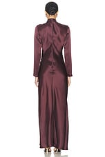 Lapointe Satin Bias Tab Slit Gown in Mulberry, view 4, click to view large image.