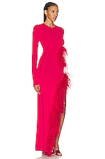 Lapointe High Shine Viscose Cut Out Ostrich Dress in Cerise, view 2, click to view large image.