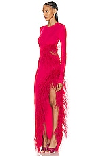 Lapointe High Shine Viscose Cut Out Ostrich Dress in Cerise, view 3, click to view large image.