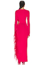 Lapointe High Shine Viscose Cut Out Ostrich Dress in Cerise, view 4, click to view large image.
