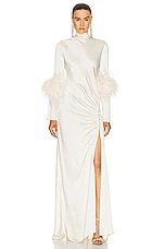Lapointe Doubleface Satin Bias Tab Slit Maxi Dress In Cream in Cream, view 1, click to view large image.