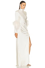 Lapointe Doubleface Satin Bias Tab Slit Maxi Dress In Cream in Cream, view 2, click to view large image.