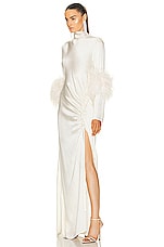 Lapointe Doubleface Satin Bias Tab Slit Maxi Dress In Cream in Cream, view 3, click to view large image.
