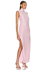 Lapointe Sequin Viscose High Neck Sleeveless Dress in Blossom, view 2, click to view large image.